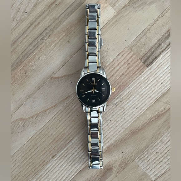 Caravelle by Bulova Ladies Watch Diamonds Black Dial Two Tone Bracelet - Picture 6 of 13